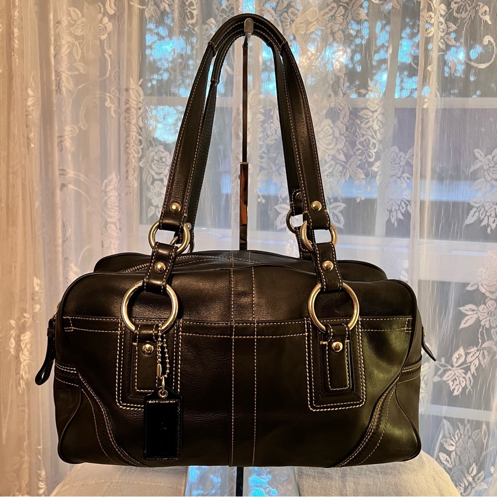 Authentic Coach Black Leather Doctor Bag, 14x8x5, holds everything! Excellent